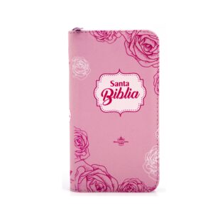 Biblia tipo agenda pequeña – flor rosada QR