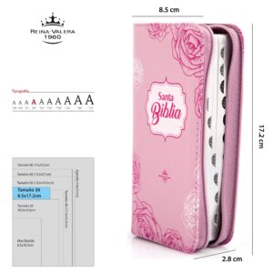 Biblia tipo agenda pequeña – flor rosada QR