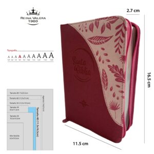 Biblia línea colores con cremallera – mediana – fucsia rosado canto plateado- Palabras de Jesús resaltadas y Ayudas digitales en QR