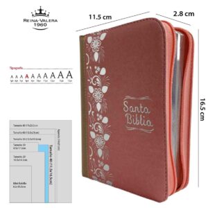 Biblia línea colores Rosa – mediana – cierre con canto Plateado – Palabras de Jesús resaltadas y Ayudas digitales en QR