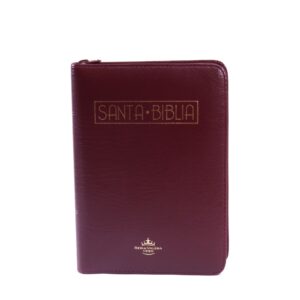 Biblia línea lujo color Vino tinto – acolchada con cierre, canto de color amarillo – Mediana – Palabras de Jesús en Rojo – Ayudas QR