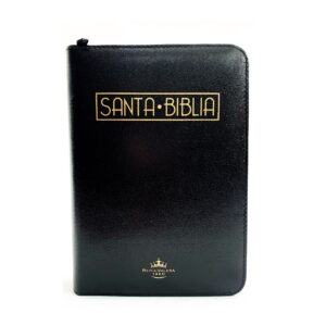 Biblia línea lujo color Negro – Mediana – acolchada con cierre, canto dorado con índice – Palabras de Jesús en Rojo – Ayudas QR