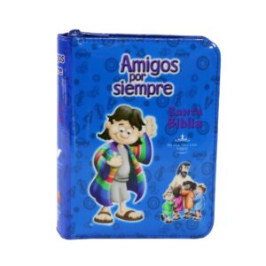 Biblia amigos por siempre – Azul – acolchada con cierre – Palabras de Jesús resaltadas y ayudas digitales QR