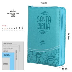 Biblia línea de lujo azul claro – pequeña- cierre e índice – Palabras de Jesús Resaltadas y ayudas digitales QR